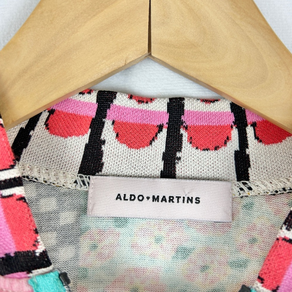 Aldo Martins Multicolor Floral Bomber Jacket with Pink and Turquoise Accents - Picture 4 of 5